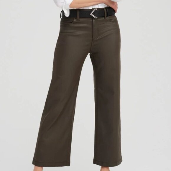 Chico's Coated Wide Leg Cropped Denim Jeans Mink Taupe Size 3 / 16 Brown - Picture 2 of 12